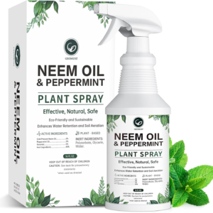 Neem Oil Plant Spray with Peppermint, 16oz Ready-to-Use, Natural Plant Protection, Multi-Purpose Botanical Spray for Indoor & Outdoor Use, Safe for Vegetables & Houseplants